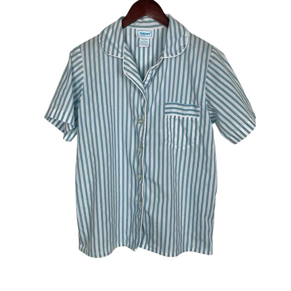 National Brand Blue and White Striped Pajama Top Size S
